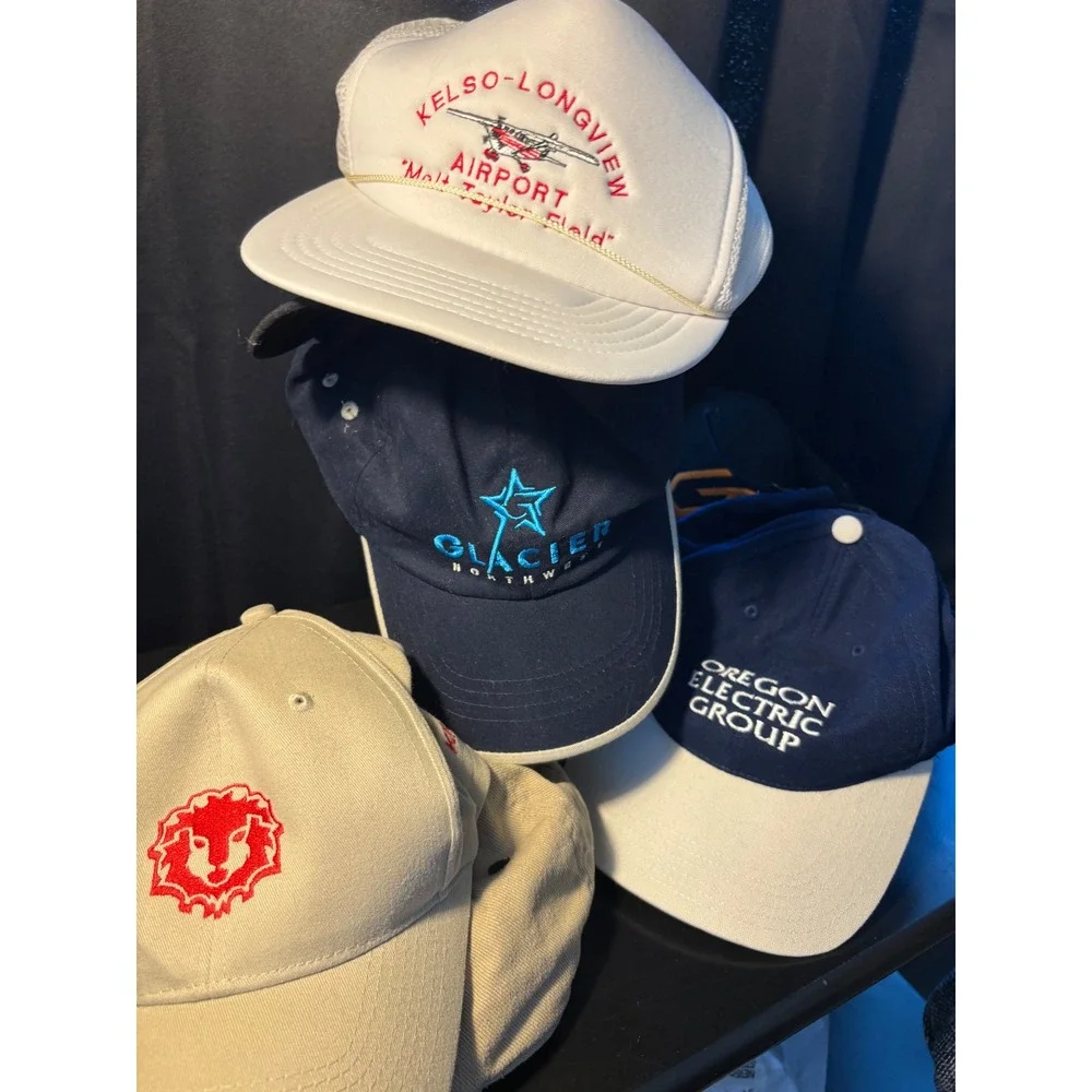 Vintage Promo Hat Lot Kelso Airport Glacier Northwest Pacific Headwear 8pc Cap